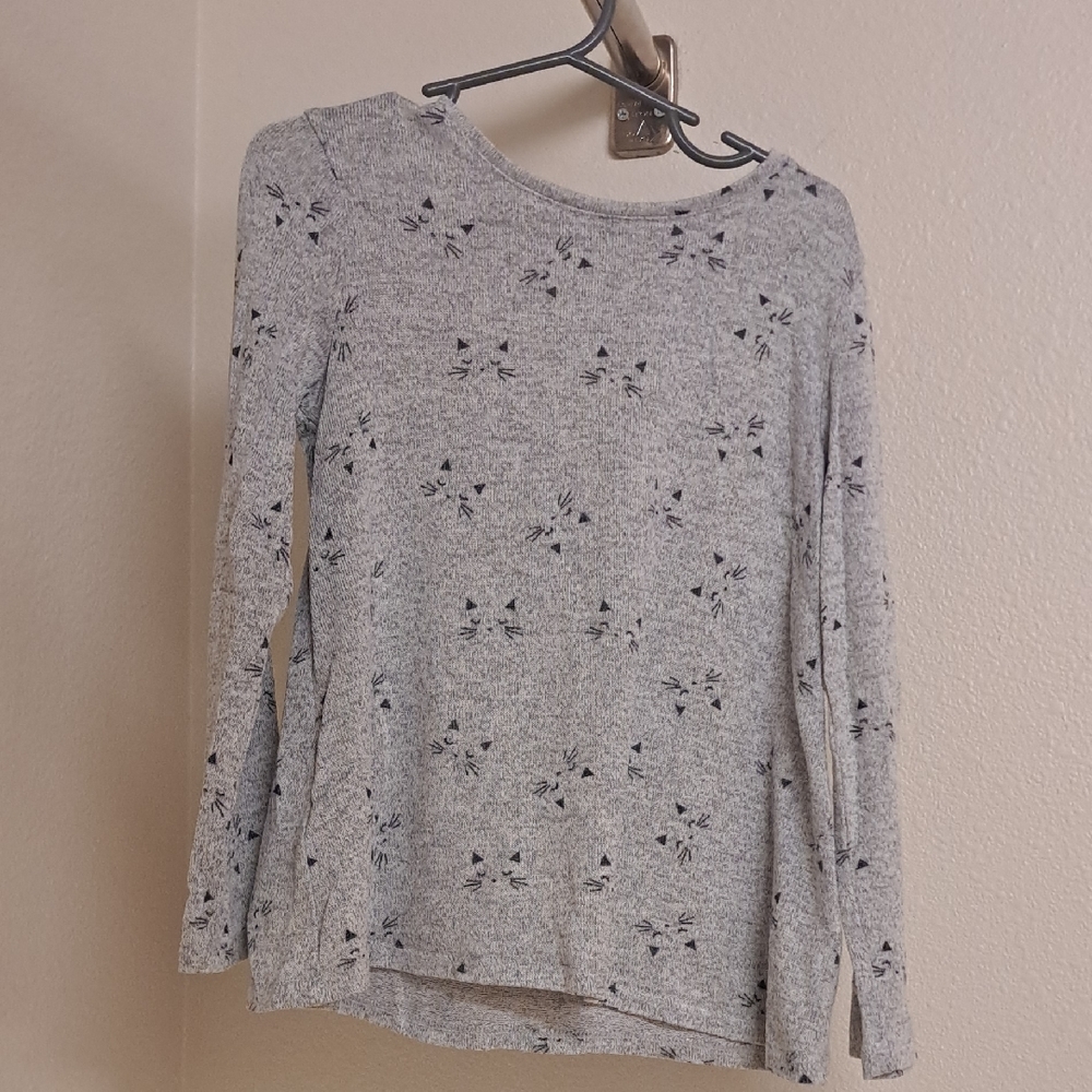 Jumping Beans Light Gray Cat Print Sweater